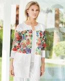 Floral-Inset Crinkle Jacket