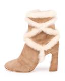 Trompette Shearling 100mm Bootie, Tobacco