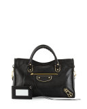 Metallic Edge Golden City Bag, Black
