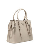 Saffiano Cuir Covered-Strap Double Bag, Gray (Pomice)