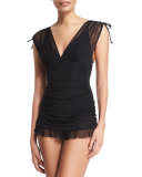 Pretty Woman Ruched Swimdress, Black
