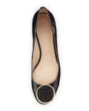 Twiggie Logo Patent Wedge Pump, Black
