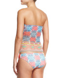 Paisley-Print Two-Piece Bandini Swimsuit, Orange/Pastello