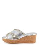 Savee Whipstitch Cork Wedge Sandal, Silver