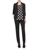 Pleated-Front Tapered Pants, Black