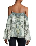 Camilla Embellished Cold-Shoulder Crepe Top