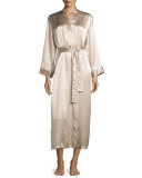 Gabriella Long Silk Robe, Beige 