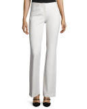 Flat-Front Flared Pants, Ivory