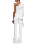 One-Shoulder Asymmetric-Hem Top, White