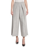 Nixie Pleated Cropped Wide-Leg Pants, Gray