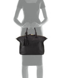 Thea Medium Slouchy Leather Satchel Bag, Black