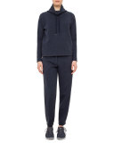 Long-Sleeve Funnel-Neck Pullover, Denim