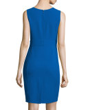 Sleeveless Round-Neck Sheath Dress, Cornflower