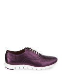 ZeroGrand Metallic Wing-Tip Oxford Sneaker, Elderberry/Optic White