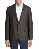 Galles Windowpane Two-Button Jacket, Green