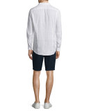 Linen Long-Sleeve Sport Shirt, White