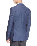 Hutsons Mini-Check Slim-Fit Wool Sport Coat, Navy