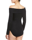 Wool Jersey Off-The-Shoulder Bodysuit