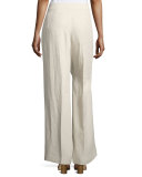 Kenmare Havana Herringbone Wide-Leg Linen Pants, Multi