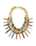 Kali Mixed Horn Beaded Spike Necklace