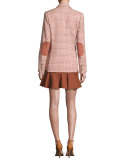 Bex Lace & Gabardine Flounce Dress, White