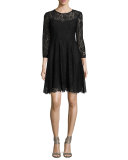 3/4-Sleeve Lace Swing Dress