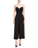 Strapless Wide-Leg Cropped Jumpsuit, Black