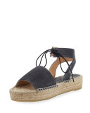 Samantha Suede Espadrille Sandal, Pewter