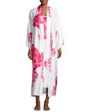 Peony Long Satin Robe, Multi Pattern