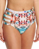 Chloe Strappy-Side High-Waist Swim Bottom, Cuban Floral