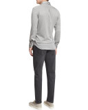 Long-Sleeve Stretch-Knit Shirt, Gray