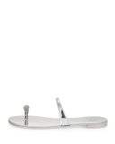 Metallic Toe-Ring Flat Sandal, Argento