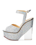 Leandra Glitter Platform Sandal, Silver