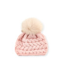 Cashmere Cable-Knit Beanie, Pink/Beige