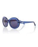 San Francisco Transparent Oval Sunglasses, Dark Blue