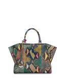 Trois-Jour Petite Painted Python Tote Bag, Multi