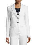 Long-Sleeve Two-Button Blazer, Off White