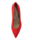Poco Suede Kitten-Heel Pump, Pomodoro