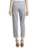 Slim-Leg Cropped Boyfriend Jeans, Vintage Gray, Plus Size 