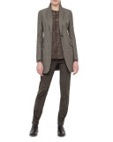 One-Button Check Long Jacket, Turtle