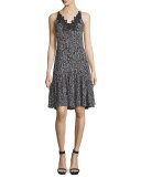 Sleeveless Pop Floral Silk Slip Dress, Black