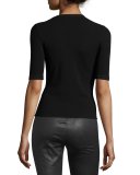 Half-Sleeve Pullover Top, Black