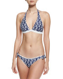 Enna Sailboat-Print Swim Bottom, Navy