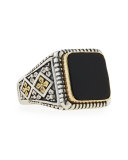 Men's Onyx Square Ring, Size 10