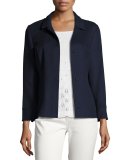 Carys Piped Cashmere Jacket, Blue