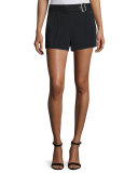 Del Belted Crepe Shorts, Black