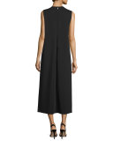 Split-Front Midi Dress, Black 