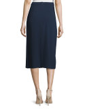 Asymmetric Faux-Wrap Skirt, Midnight Blue