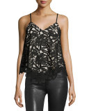 Emmeline Lace Handkerchief Boho Tank, Black