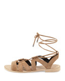 Greyson Suede Lace-Up Sandal, Taupe